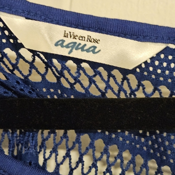 Womens Large long sleeve summer crochet dress blue fishnet oversized - Picture 2 of 4